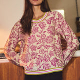 Floral Print Knit Top | Orchid Wave