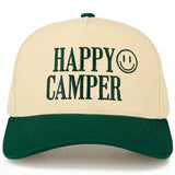 Happy Camper Two Tone Trucker Hat: Dark Green