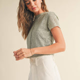 Patterned Fabric Top with Tank Top | Sage
