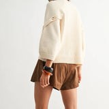 Button Sleeve Knit Pullover