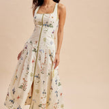 Cotton Contrast Floral Maxi Dress | Wildflower