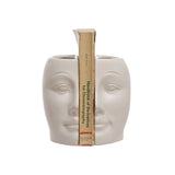 Sculpted Stoneware Face Vases/Bookends | Reactive Glaze | Set of 2