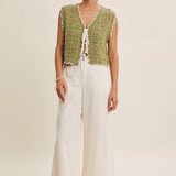 Seasonless Endlessly versatile Crochet Scallop Edge Sweater: Matcha