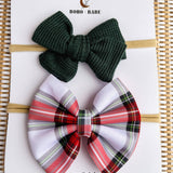 Holiday Baby Bow Headband Set - Plaid