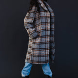 Gray, Brown & Black Plaid Coat