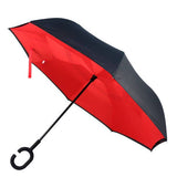 Solid Color Double Layer Inverted Umbrella: Black