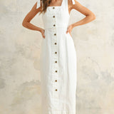 Sleeveless Button-down Stretch Cotton Dress