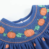 Blue Pumpkin Print Knit Smocked Romper
