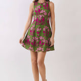 Floral Print Decorative Button Front Mini Dress