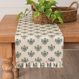 Blue Block Print Silhouette Table Runner