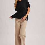 Crew Neck Knit T-shirt | Black