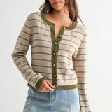 Olive Trim Buttom-Up Cardigan