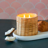 Coconut Rose' 2 Wick Handwoven Candle