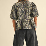 Leopard Print Tied Blouse
