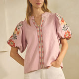 Textured Woven Top | Blush Pink