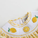 Yellow Gingham Lemon Smocked Flutter Romper