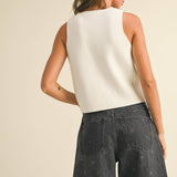 Metal Button Detail Knit Vest