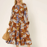Womens Romantic Floral Puff Sleeve Dress