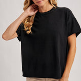 Crew Neck Knit T-shirt | Black