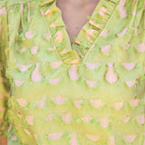 Lena Contrast Colored Raw Laser Cut Blouse