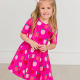 Girls Apple of My Eye Short Sleeve Knit Twirl Dress