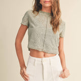 Patterned Fabric Top with Tank Top | Sage