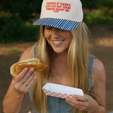 I Wonder If There's A Hot Dog Out There Thinking About Me Blue Striped Hat