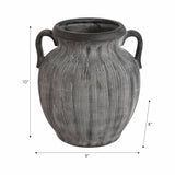 Black Ceramic Ribbed Weathered Handle Vase
