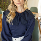 Tammy Wide Flat Bow Collar Blouse