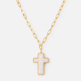 White Enamel Cross Necklace