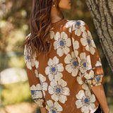 Floral Printed 3/4 Sleeve Blouse