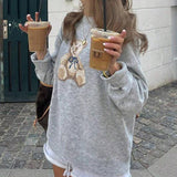 Slouchy Teddy Bear Graphic Cozy Sweater