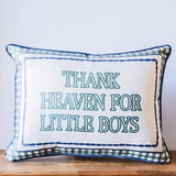 Gingham Thank Heaven For Little Boys Piped Pillow