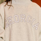 'GEORGIA' Embroidered Mock Neck Sweatshirt