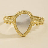 Pear Stone Beaded Bezel Ring