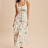 Cotton Contrast Floral Maxi Dress | Wildflower