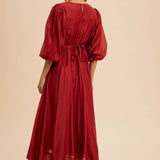 Tencel Fit and Flare Puff Sleeve Dress