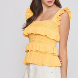 Red Ruffled Knit Sleeveless Top