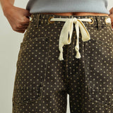 Polka Dot Printed Barrel Pants with Belt