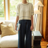 Stitch Effect Detail Short Sleeve Top