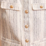 Striped Tweed Accent Button Jacket