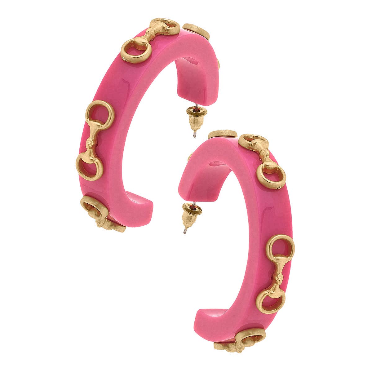 Sutton Horsebit Resin Hoop Earrings| Assorted Colors