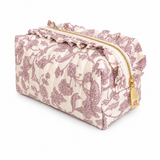 French Toile Ruffle Cosmetic Case: Multiple Colors