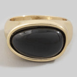 Oval Natural Stone Signet Ring: Multiple Colors