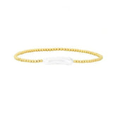 18K Gold Plated Copper Pearl and Gold Beaded Ball Bracelet: Three Large Pearls