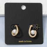 Open Teardrop Hoop With Pearl Earrings