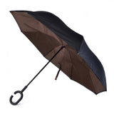 Solid Color Double Layer Inverted Umbrella: Brown
