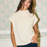 Mock Neck Rib Textured Solid Knit Top