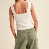 Texture Fabric With Band Sleeve Top | White