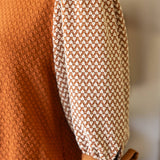 Color Block Textured Knit Bow Tie Sleeve Top